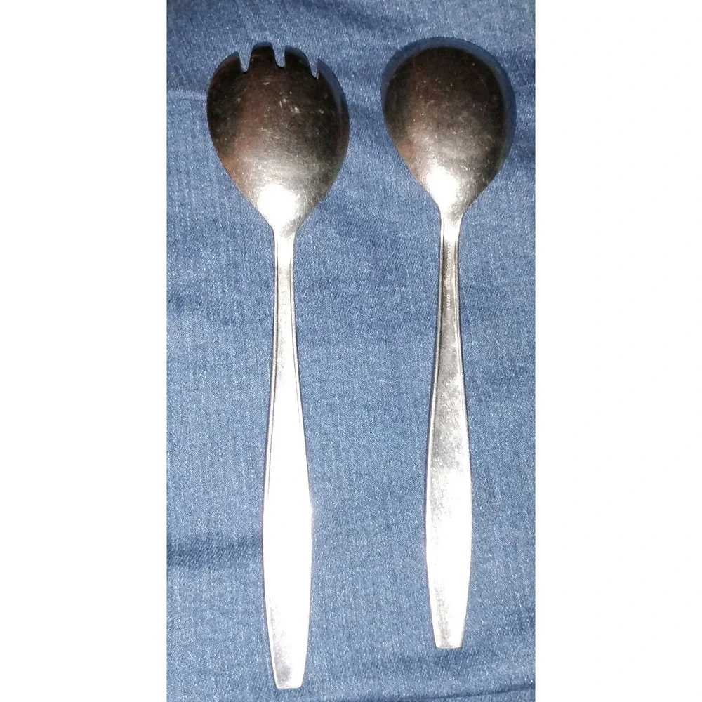 Stars Stainless Serving Silverware 2 pc Atomic Lg Spoon Spork Japan Discont PTC5